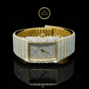 Full Iced Baguette Cut Lab Grown Diamond Watch Where Golden Luxury Meets Timeless Precision