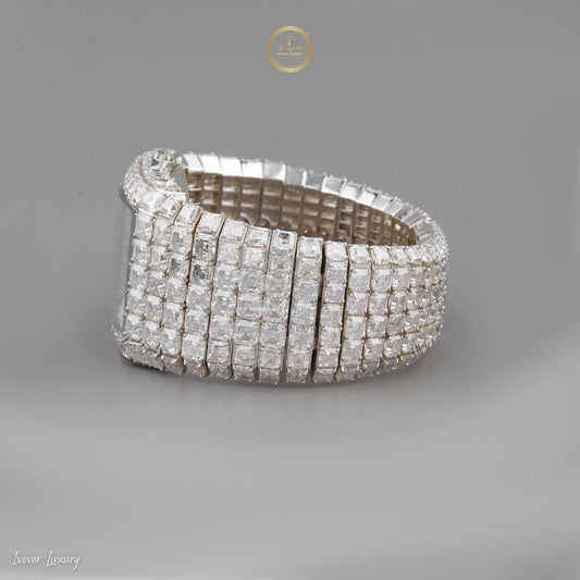 Imperial Precision Lab-Grown Diamond Watch Fully Iced-Out Timepiece with Baguette and Princess Cut Stones for Unmatched Brilliance