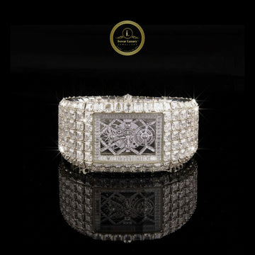 Imperial Precision Lab-Grown Diamond Watch Fully Iced-Out Timepiece with Baguette and Princess Cut Stones for Unmatched Brilliance