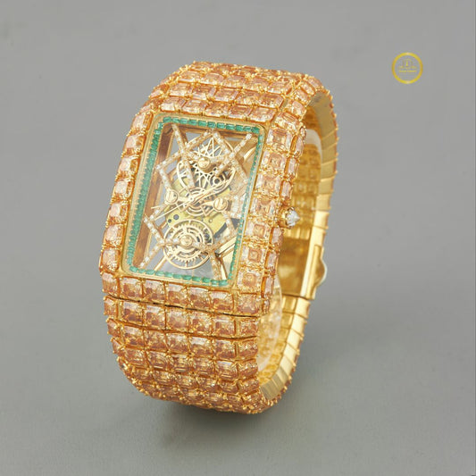 130 Carat Supreme Lab Diamond Watch Baguette Dial Master Edition With Asscher Cut Yeallow Lab diamonds - view 2