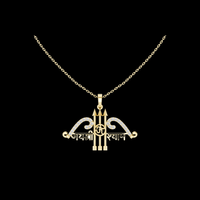 Symbolic Trishul and Arrow Necklace Charm with Cluster Moissanite