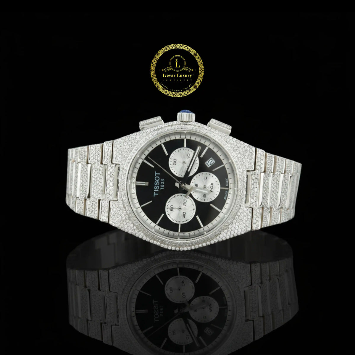 Luxury Tissot watch with diamond-studded case and bezel 