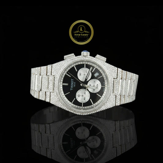 Luxury Tissot watch with diamond-studded case and bezel 