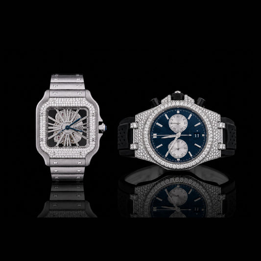 Moissanite Diamond Prestige Collection White Ice Luxury Watch Duo