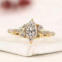 Marquise Cut Lab Grown Diamond Ring with Side Stone Band