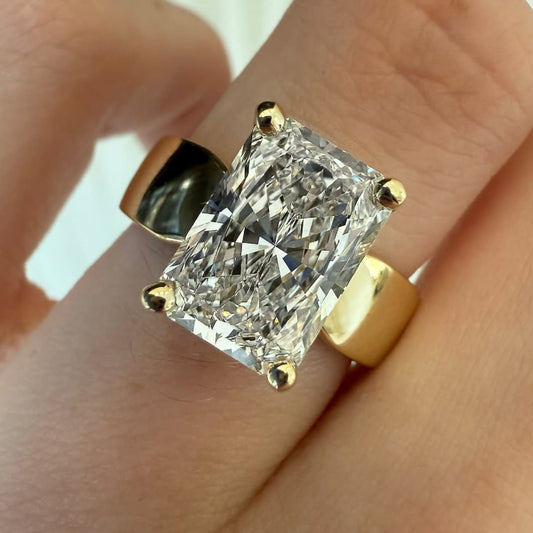 Radiant Cut Lab Grown Solitaire Ring With Wide Band