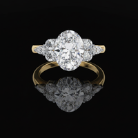 Oval Cut Three Stone Moissanite Diamond Engagement Ring Pear Side Stones