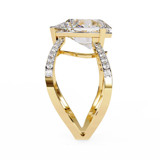 Split Shank Pear Cut Moissanite Diamond Pave Setting Anniversary Ring