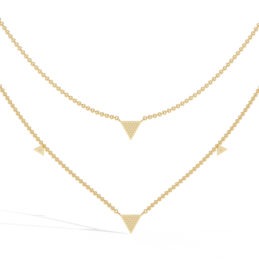 Two Layered Triangle Lab Grown Diamond Pave Necklace