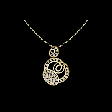 Abstract Swirl Circle Moissanite Pendant with Pave Accents