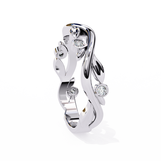 Twisted Vine Lab Grown Diamond Bezel Set Band Ring