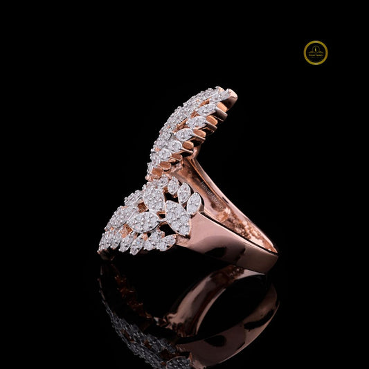Double Leaf Nature Inspire Moissanite Diamond Cocktail Ring