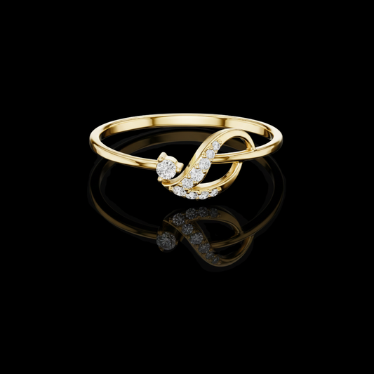 0.061 TCW GleamCurl Ring Featuring a Flowing Motif and Sparkling Lab Grown Diamond Accents