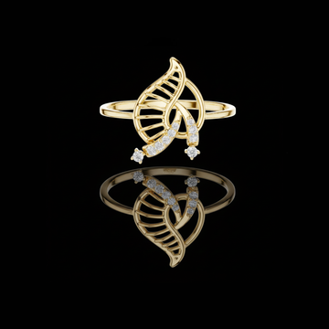 0.012 CT Leaf Filigree Ring Accented with Sparkling Lab Grown Round Diamond Trails and Elegant