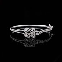 Sparkling Floral Motif Bracelet with Pear and Marquise Moissanite Accents