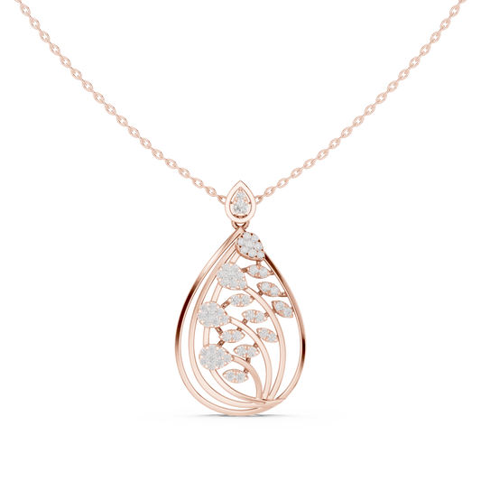 Teardrop Shape Leaf Inspire Round lab Grown Diamond Pendant