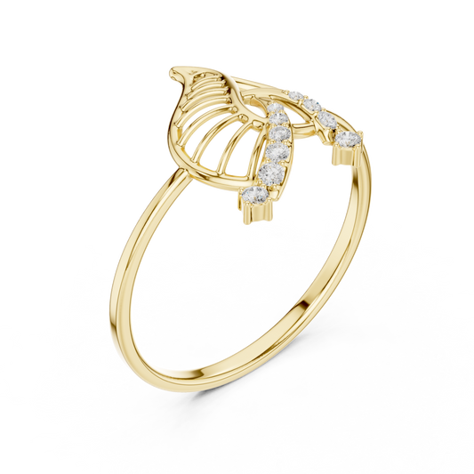 0.012 CT Leaf Filigree Ring Accented with Sparkling Moissanite Round Diamond Trails and Elegant