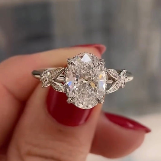 Vintage Oval Lab Grown Diamond Filigree Engagement Ring