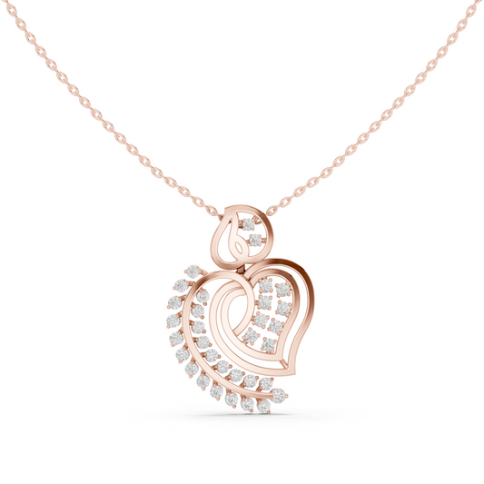 Heart Shape Leaf Inspire Lab Grown Diamond Pendant Necklace
