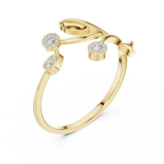 Nature Inspired Leaf Moissanite Diamond Ring