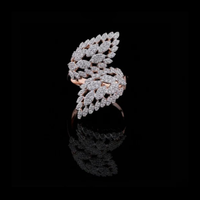 2.50 TCW Double Leaf Moissanite Round Cut Diamond Ring Elegant Cluster Design By Ivevar Luxury