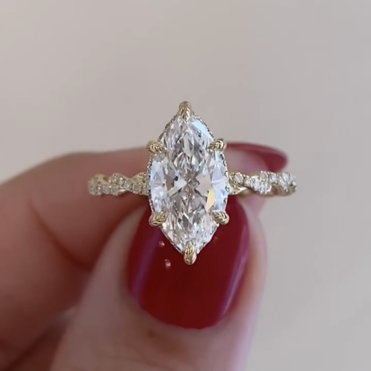 Marquise Cut Lab Grown Diamond Pave Twisted Band