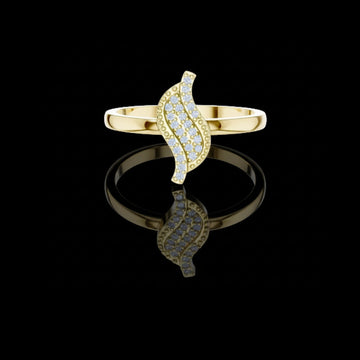 Round Cut Lab Grown Diamond Leaf Motif Gold Anniversary Ring
