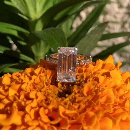 Baguette Cut Lab Grown Diamond Ring With Baguette Sides