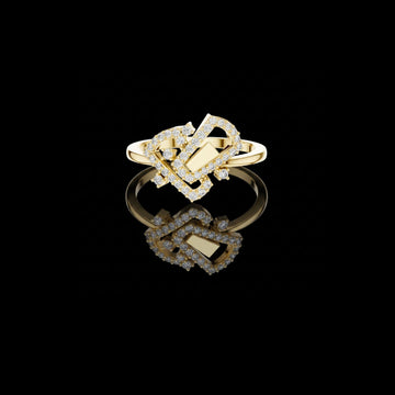 0.24 TCW Charming Moissanite Round Cut Interlocked Heart Diamond  with Pavé Modern Love Statement Ring