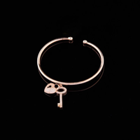 Unique Moissanite Diamond Bracelet Featuring Sparkling Heart Lock and Key Dangling Charms