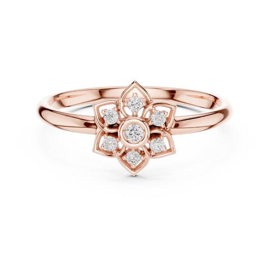 0.048 TCW Elegant Everyday Bloom Radiant Floral Lab Diamond Cluster Ring in Gold