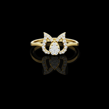 0.015 CT Lotus Inspired Ring with Sparkling Lab Grown Diamond Pavé and Teardrop Shape