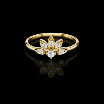 0.035 CT Exquisite Lotus Inspired Ring Featuring a Moissanite Diamond Petal Cluster Design