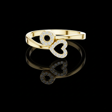 0.095 TCW Open Band Heart Ring with Micro Pave Lab Grown Diamonds Romantic Minimalist Jewelry Gift