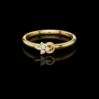 0.024 TCW Dainty Gold Knot Design Band Accented with a Cluster of Three Brilliant Lab Grown Diamonds
