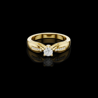 Round Cut Lab Grown Split Shank with Pave Accents Solitaire Ring