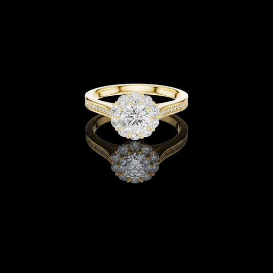 0.70 CT Luminara Bloom Round Lab Grown Diamond Halo Ring with Fine Pavé Detailing
