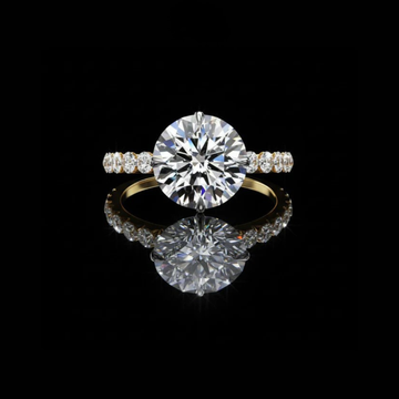 Round Cut Solitaire Lab Grown Diamond Ring Baguette Accent Band