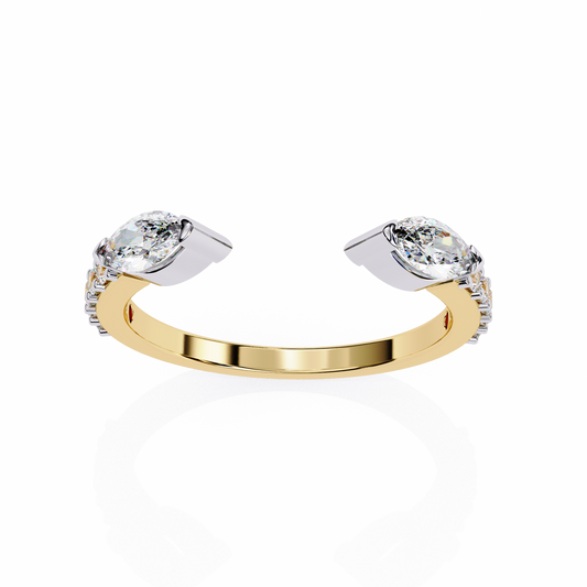 Open Pear Cut Lab Grown Diamond Bypass Ring with Pave Accents