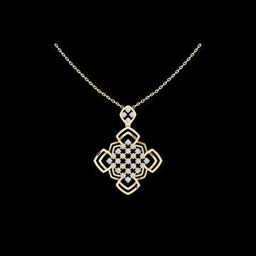 Round Diamond Floral Geometric Moissanite Necklace