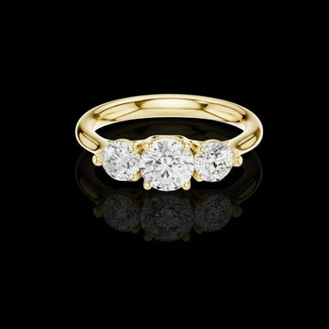 0.67 CT Tri Glow Brilliant Round Lab Grown Diamond Trilogy Ring in Classic Gold For Gift