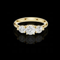 Round Brilliant Cut Three Stone Moissanite Diamond Engagement Ring