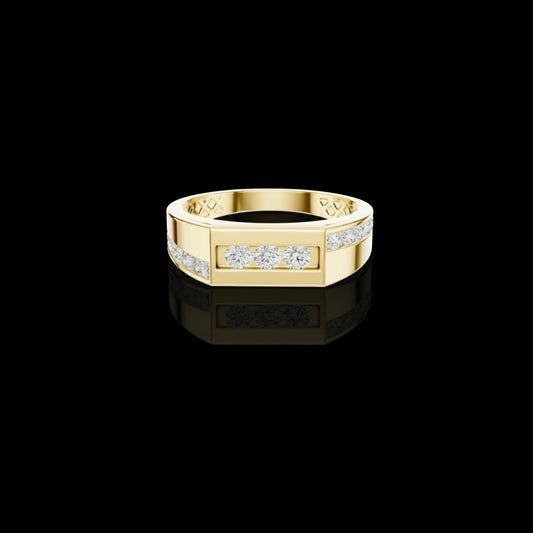 Round Cut Lab Grown Brilliant Channel Set Diamond Wide Wedding Band Ring