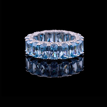 1.20 TCW Full Sparkle Moissanite Emerald Cut Diamond Eternity Luxury Statement Band