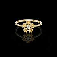 Round Moissanite Diamond Floral Cluster Bezel Set Ring