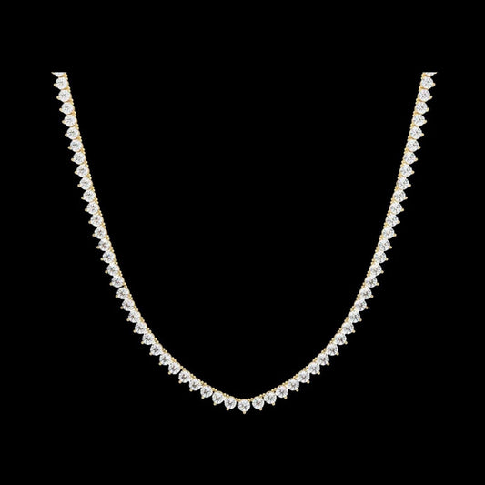Round Cut Lab Grown Diamond V Shape Tennis Necklace