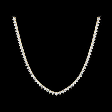 Round Cut Moissanite Diamond V-Shape Tennis Necklace