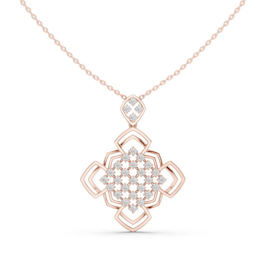 1.01 TCW Geometric Floral Moissanite Diamond Luxury Pave Design Pendant Sparkling Gift For Her