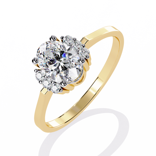 Lab Grown Oval Diamond Cluster Wedding Bridal Ring