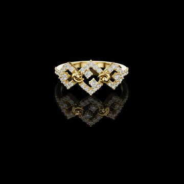 0.36 TCW Eternal Crown Round Lab Grown Diamond Ring with Intricate Lattice Artistry
